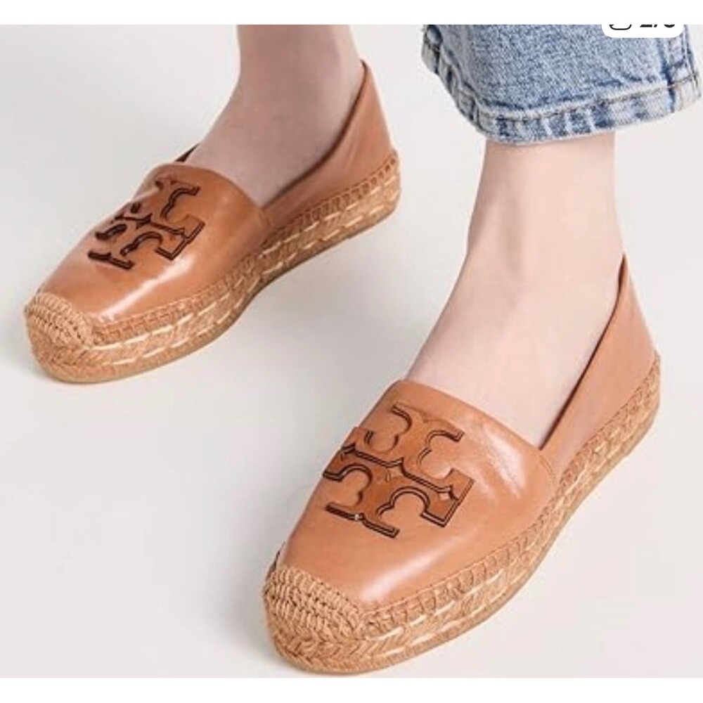 Tory Burch Ines Plaform‎ Tan Leather Espadrille NWT Size 8.5